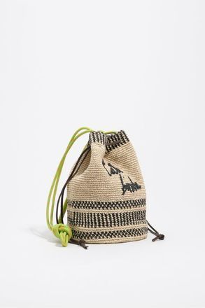 Bimba & Lola Medium Raffia Bucket Bag in Natural at Nordstrom