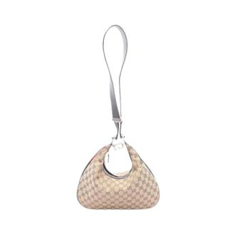 Gucci Pre-owned Shoulder Bags, female, Beige, Size: ONE SIZE Pre-owned Canvas Shoulder Bag