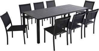 Oviala Conjunto de mesa extensible y 8 sillas de jardín en aluminio gris