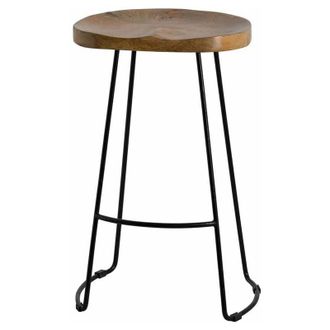 Hill Interiors Hill Interiors - Franklin Hardwood Shaped Barstool - Metal/Wood - L35 x W40 x H75 cm - Black/Brown