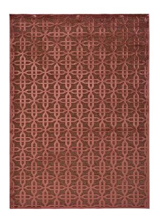 Atticgo Alfombra de viscosa geom&eacute;trica cobre con relieve 140x200 cm