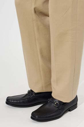 Ferragamo Supreme Leather Loafers, Mens, Navy Blue