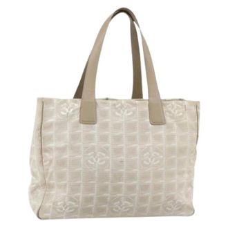 Chanel Pre-owned Tote Bags, female, Beige, Size: ONE SIZE Pre-owned Vintage Nylon Tote Bag
