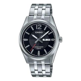 Casio Casio Retro Fashion Business Analog Watch Metallic Silver Black MTP-1335DJ-1AJF