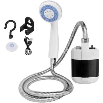 Elle Ducha Port&aacute;til Para Camping Alimentada Por Una Bater&iacute;a De Litio De 2200 Mah - Material Abs - Caudal De 4-5 L/min - Manguera De 1,5 M