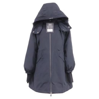 Herno Zip-Up Hooded Parka Coat in Navy Blue Polyester