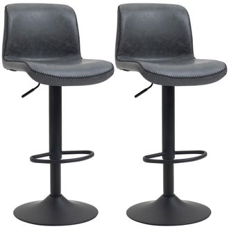 HOMCOM Retro Barstools Set of 2 PU Leather Adjustable Height Swivel Bar Chairs | TJ Hughes