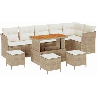 vidaXL Conjunto De Sof&aacute; De Jard&iacute;n Con Coj&iacute;n 10 Pcs Beige Y Crema Vidaxl