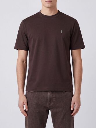 Eleventy T-shirt a girocollo in puro cotone con vestibilit&agrave; slim e logo tono su tono