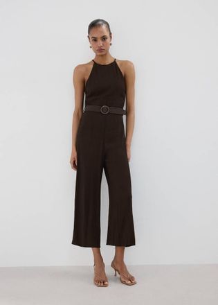 Mango Abito a tuta cintura collo halter cioccolato - Donna - XXS - MANGO