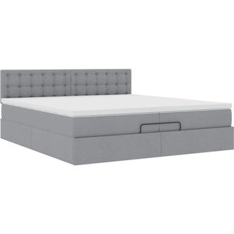 vidaXL Estructura De Cama Otomana Con Colch&oacute;n Gris Claro 200x200 Cm Vidaxl
