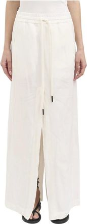 Andrea Ya'aqov Wide Trousers, female, White, Size: S Gonna Lunga in Viscosa e Lino