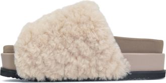 Roam Womens Cloud Slip Faux Shearling Clogs In Natural