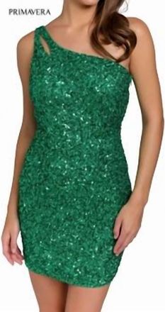 Primavera Womens Short Dress In Emerald