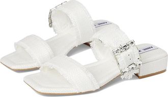 Anne Klein Lillie Sandals Womens White Raffia Square Toe Block Heel GAL610