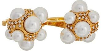 Oscar De La Renta Pearl Pave Cluster Double Ring