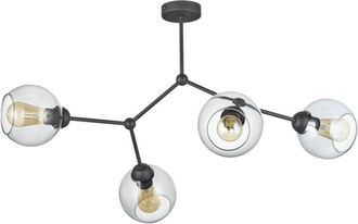 Luminosa Light Designs TK Fairy Lámpara de techo semiempotrada de varios brazos, negra, 4 luces E27