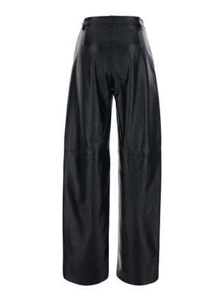 Max Mara Womens Pants Legno Black Leather Lamb Trousers