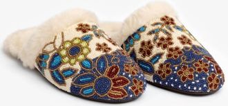 Johnny Was Womens Bloom Beaded Mule Slipper In Ivory