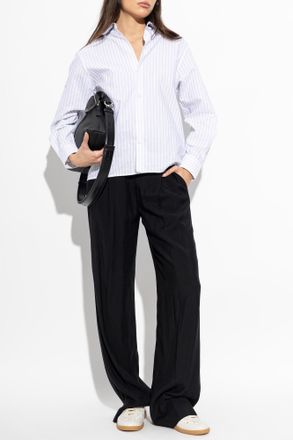Maison Margiela Wool Trousers With Side Stripes, Womens, Black