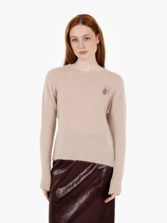 Kaos Maglione girocollo con spilla gesso