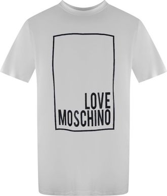 Love Moschino Heren Box Logo T-shirt (Wit)