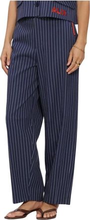 ALIX The Label Alix The Label, Broeken, Dames, Blauw, M, Geweven Gestreepte Barrel Broek