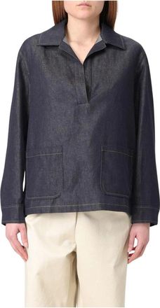 Max Mara Elegante Mouwloze Top - Dames - Blouses - Blauw - M - Polyester - Overhemden