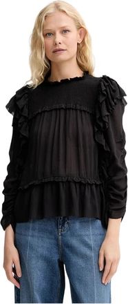 Munthe Crisp Blouse - Dames - Blouses - Zwart - S - Leer - Overhemden