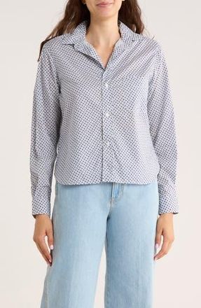 Frank & Eileen Untuckable Cotton Button-Up Shirt in Navy Airplanes at Nordstrom Rack, Size X-Small