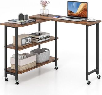 Costway L-shaped Mobile 360&deg; Rotating Corner Computer Desk Laptop Computer PC Desk Home