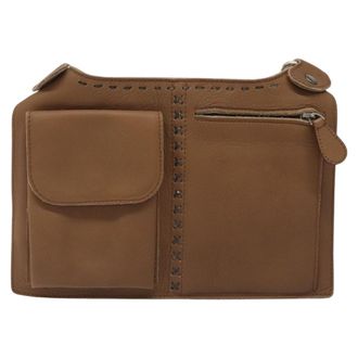 Chanel Vintage Front Pocket Waist Leather Brown Leather Handbag (Pre-Owned)