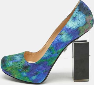 Nicholas Kirkwood Multicolor Textile Block Heel Pumps