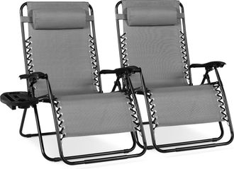 Best Choice Products Set of 2 Extra Wide Zero Gravity Lounge Chair Recliners w/ Cup Holder