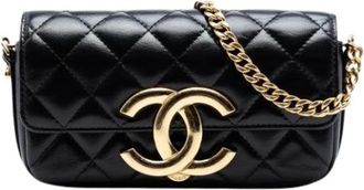 Chanel Pre-owned Quilted Lambskin Crossbody Bag - Dames - Vintage Schoudertas - Zwart - ONE Size - Leer - Vintage
