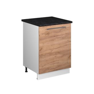 Vicco Mueble Bajo De Cocina Fame-line, Roble Dorado/blanco, 60 Cm 1 Puerta Con Encimera, Vicco