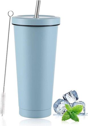 OEM Taza T&eacute;rmica Para Caf&eacute; Helado De 750 Ml Con Tapa Y Pajita - Vaso De Acero Inoxidable De Doble Pared