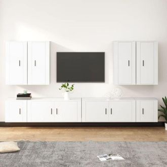 vidaXL Vidaxl - Set De Muebles Para Tv 8 Piezas Madera Contrachapada Blanco