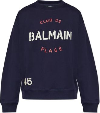 Balmain Sweatshirt met Club-print - Heren - Sweatshirts - Blauw - M - Katoen - Hoodies & sweatvesten