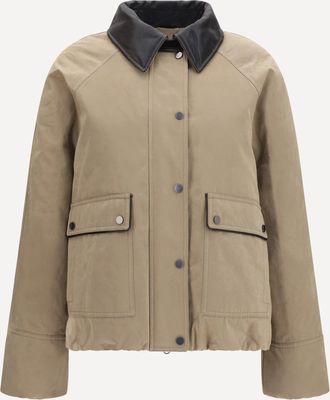 Brunello Cucinelli Piumino imbottito con collo in pelle Woman 42