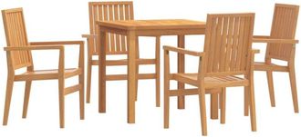 vidaXL Juego De Comedor Para Jard&iacute;n 5 Piezas Madera Maciza De Teca Vidaxl