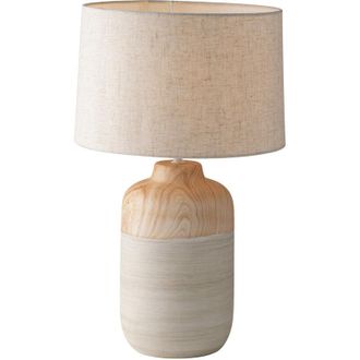 Fan Europe Fan Europe - Lampada da tavolo woody in ceramica con paralume in tessuto avorio 49 cm