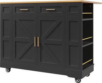 Urban Meuble Carritos de cocina escandinavos extensibles de mdf negro con ruedas