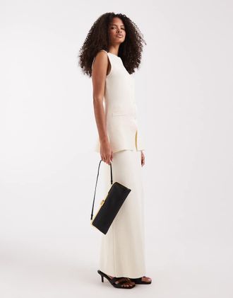 Pretty Lavish Alba - Gonna lunga in maglia color crema in coordinato-Bianco
