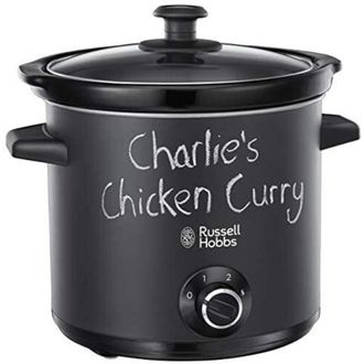 Russell Hobbs Chalkboard Slow Cooker - 3 impostazioni di temperatura, capacit&agrave; 3,5 L, 4 porzioni, casseruola in ceramica, coperchio in vetro