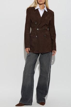 Arma Safia Suede Blazer, Womens, Brown