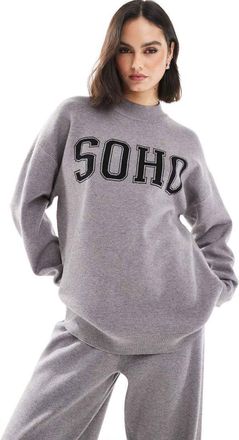 South Beach Soho - Maglione grigio con collo a imbuto