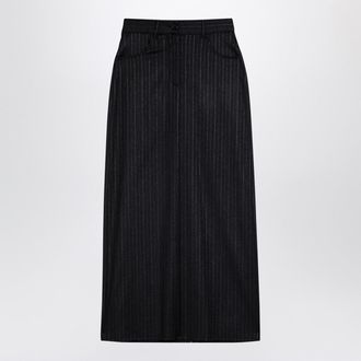 Department Five Grey Pinstripe Wool Blend Skirt