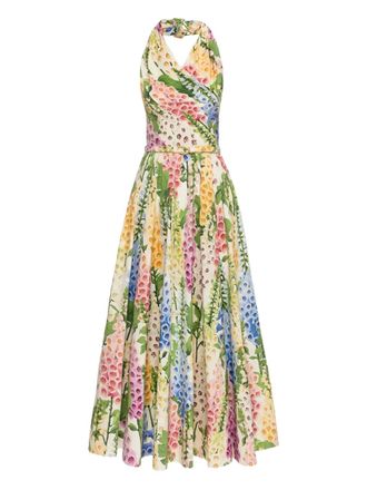 Oscar De La Renta floral pattern midi dress - White