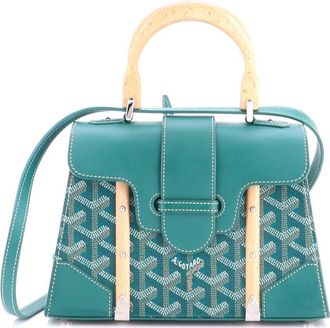 Goyard Structured Saigon Top Handle Bag Coated Canvas with Leather Mini